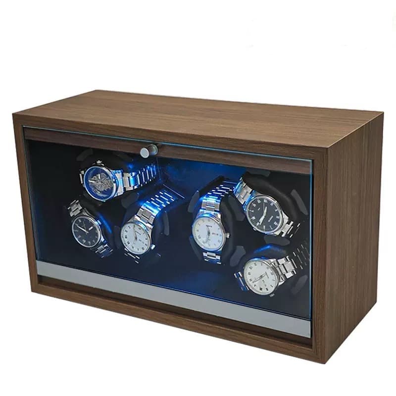 Automatic Wooden Carbon Fiber Pattern Watch Winder with 3 Slots Black MDF Material Gift Packaging Box for Watches And Jewelry