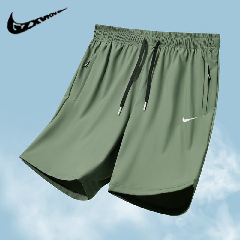 Cross-border Men's High Elastic Ice Silk Shorts, Plus Size, Big and Fat, Sports Summer Thin Five-point Beach Shorts for Men