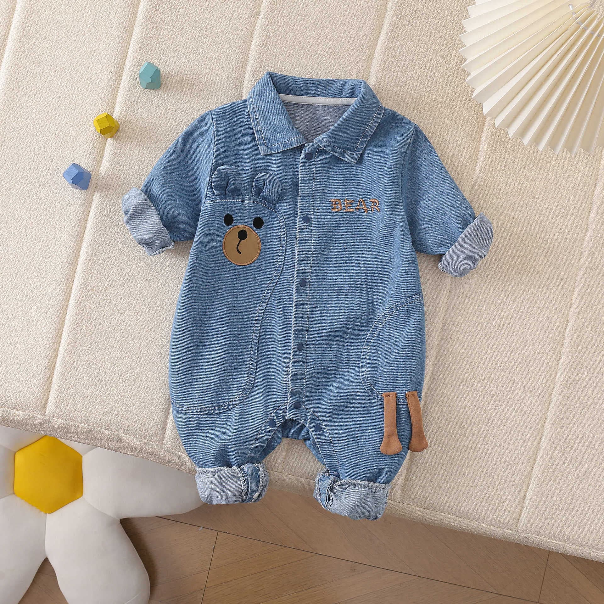Baby clothes, spring clothes, baby outerwear, stylish denim jumpsuits, spring and autumn children's cute outdoor denim jackets