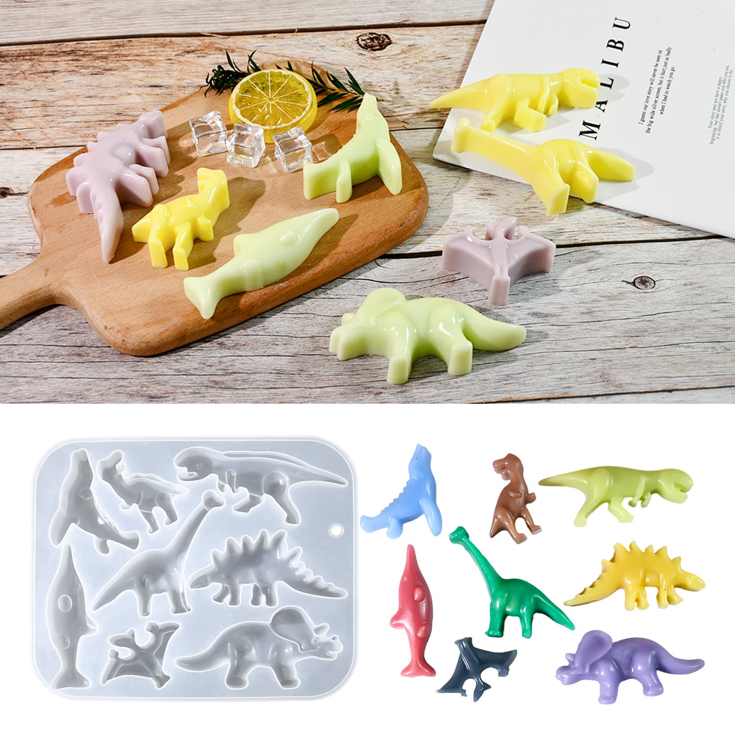 Proud DIY Epoxy Resin Mold Dinosaur Cartoon Baking Silicone Mold Resin Bag Pendant Keychain