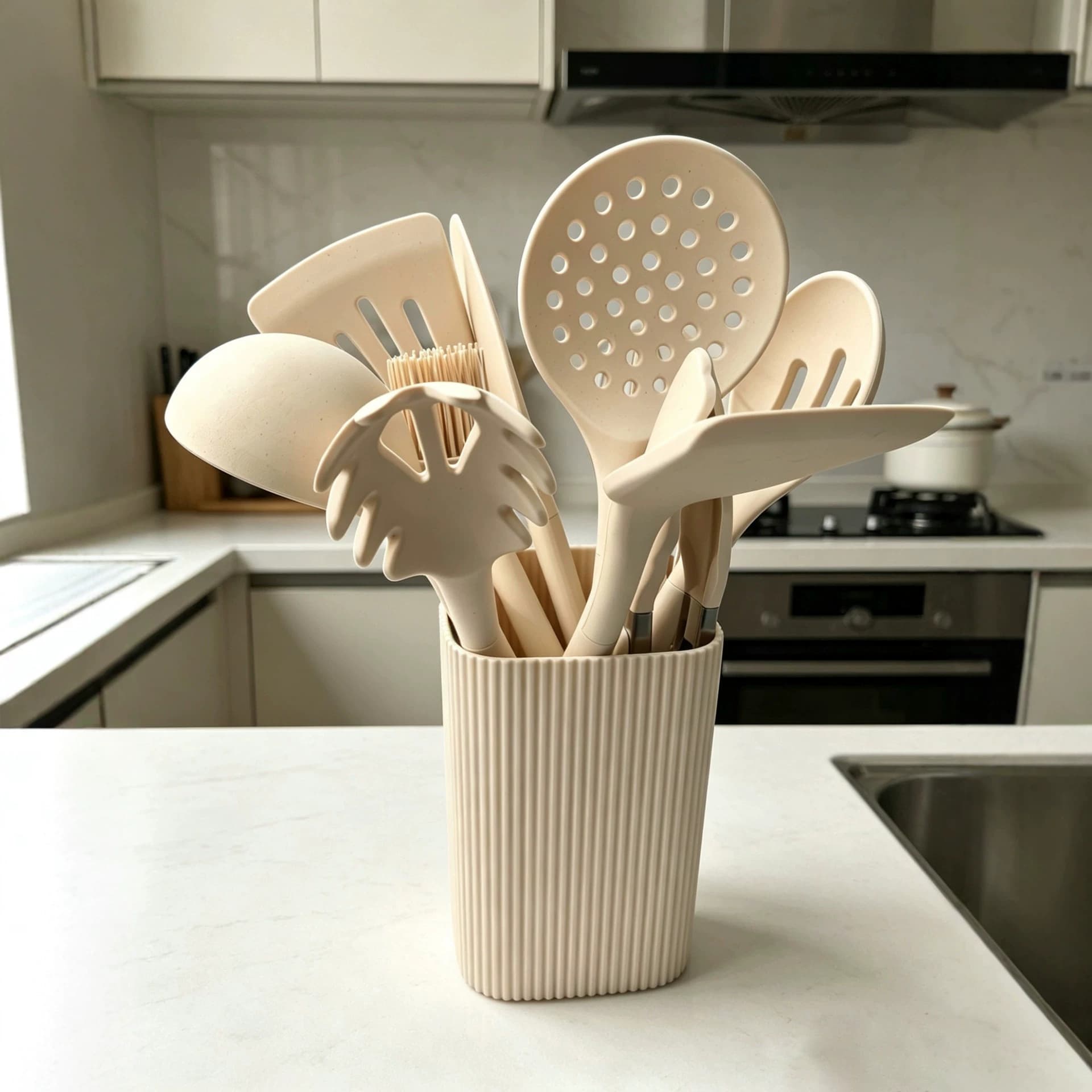 Food-grade silicone kitchenware household high-temperature cooking pot spatula soup spoon colander non-stick pot household spatula and spoon set
