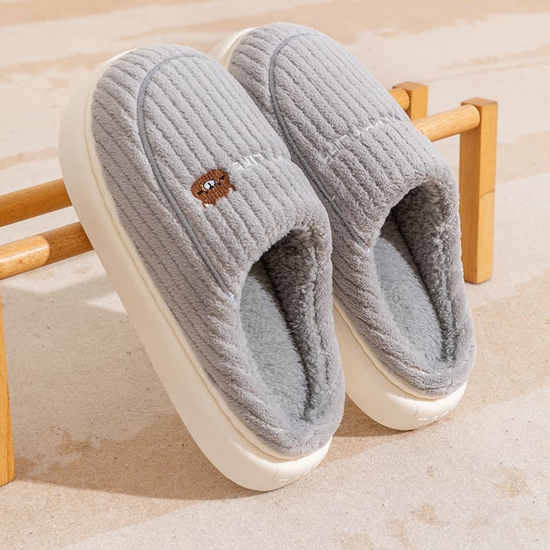 Men's Winter Cotton Slippers, Enclosed Toe, Plush Lining, Soft, Warm, Non-Slip, Odor-Resistant Indoor Home Slippers for Women
