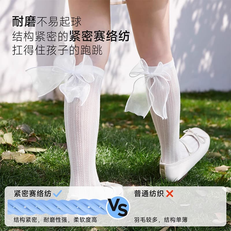 Girls Socks Summer Thin Mesh Lace Bow Calf Socks Korean Summer Lolita Style Long Socks Princess Socks