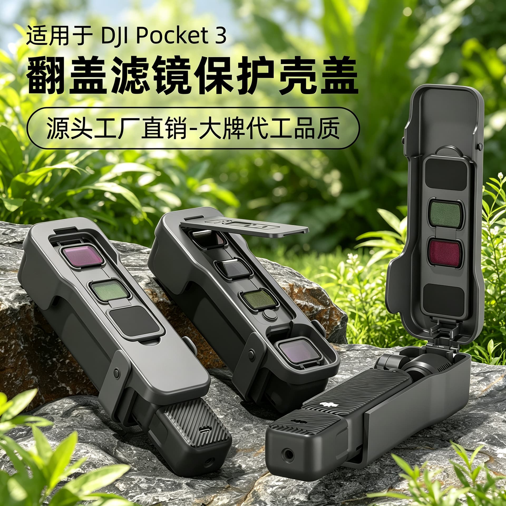 Protective Case for DJI Pocket 3, Pocket Camera Filter Flip Cover, Lens Storage Case Accessories