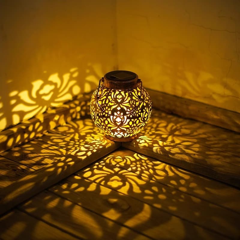European Solar Outdoor Garden Atmosphere Light, Lawn Landscape LED Light, Epiphyllum Iron Art Hollow Projection Lamp