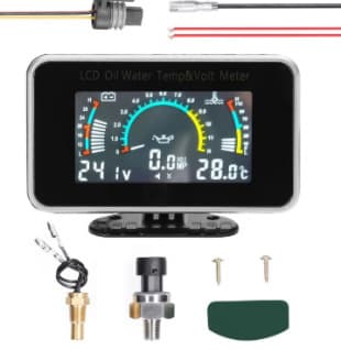 LCD Three-in-One Gauge: Water Temperature + Voltage + Oil Pressure Meter for Automobiles, Trucks, Engineering Vehicles, and Agricultural Vehicles