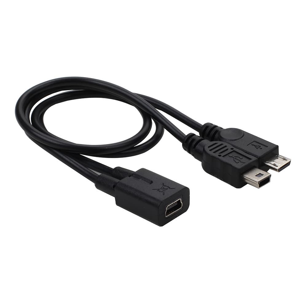 Mini mini female to mini5p male + micro5p male one minute 2 navigator driving recorder charging cable