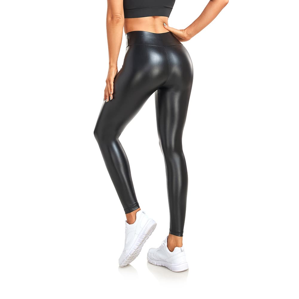 Cross-border Matte Leather Yoga Pants Sports Fitness Running Base Layer Women's Wearable Leather Pencil Pants Slim Fit