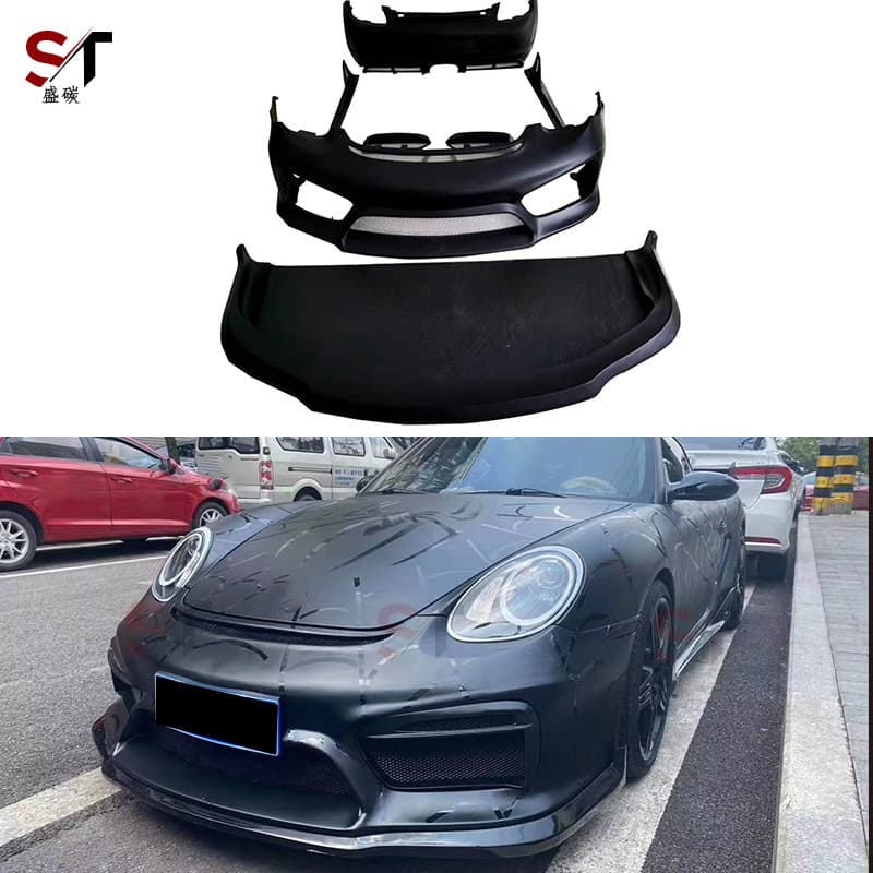 Suitable for Porsche 987.1 Cayman modified GT4 surround front bumper bar rear bumper side skirt body kit