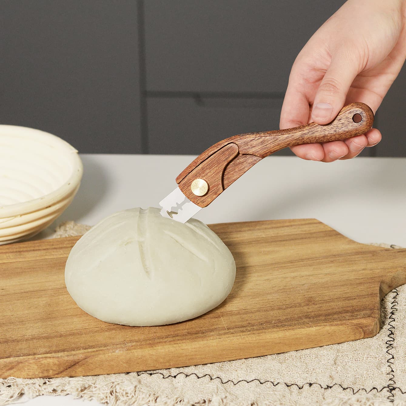 Wooden Bread Scoring Knife for Baguette and Soft European Bread, Dough Scoring Tool for Baking