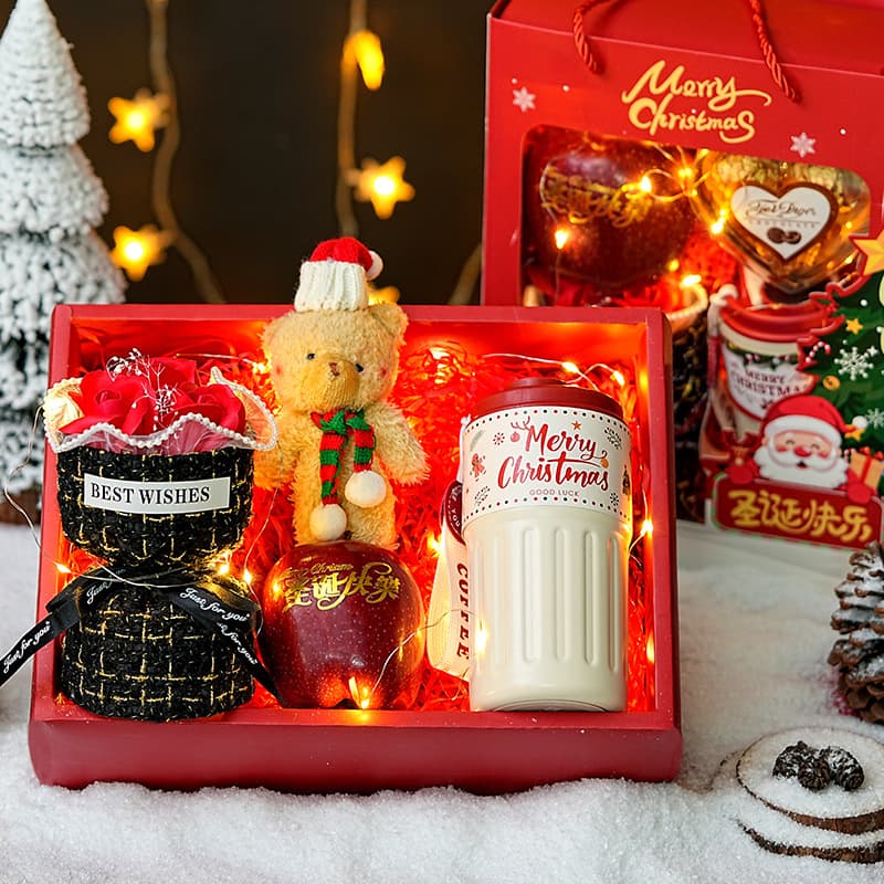Christmas gifts for girls, girlfriends, employees souvenirs, rose thermos cups, Christmas Eve apple gift boxes wholesale