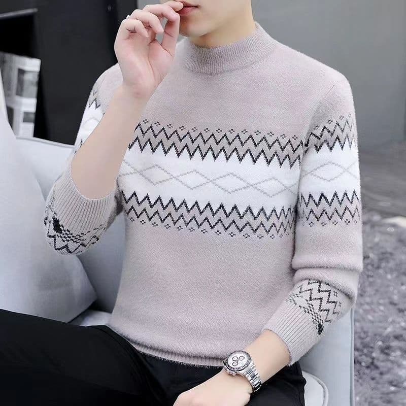 High-end men's thickened sweaters in autumn and winter thickened knitted sweaters that do not pill and are casual and versatile warm sweaters