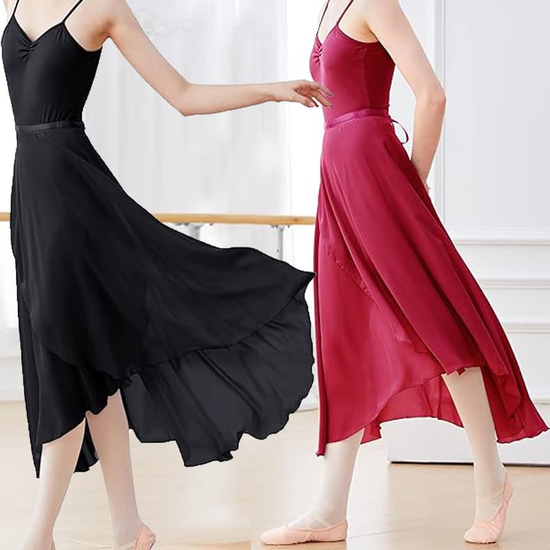 Adult Ballet Skirt One-Piece Tie Half Skirt Practice Chiffon Wrap Dance Skirt Tulle Skirt Teacher Long Skirt Women
