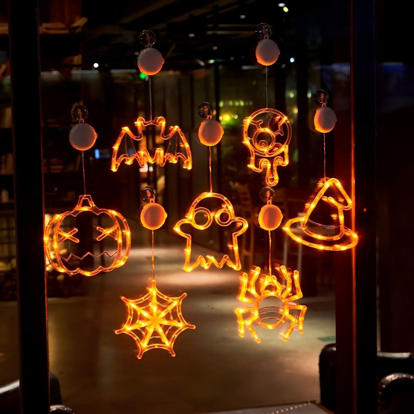 Halloween window lights led house decoration lights atmosphere layout props suction cup lights festive supplies pumpkin bat lights