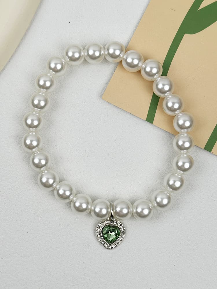 Heart-shaped Pendant Pet Necklace Imitation Pearl Cat Dog Pendant Collar Necklace Cross-border European American Necklace Accessories