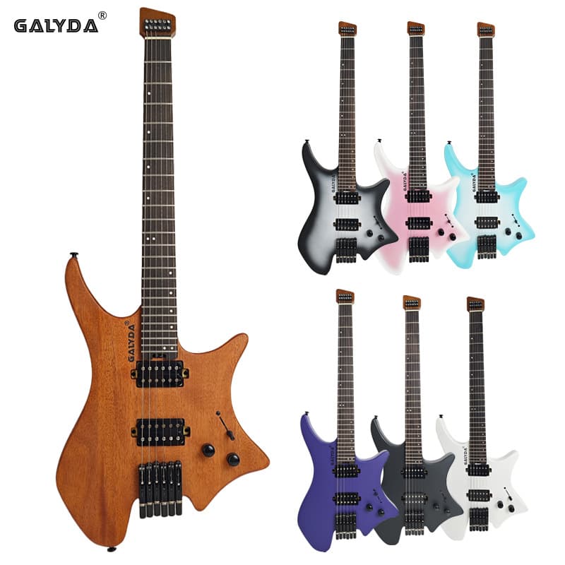 Foreign Trade Dual Pickup Headless Electric Guitar with Self-Locking String System for Multiple Music Styles, Solid Wood Electric Guitar
