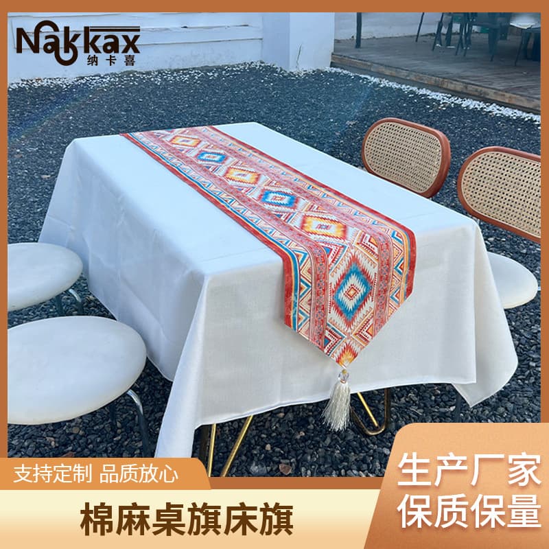 Linen and Cotton Table Runner Nordic Style Tablecloth Heat-Resistant Coffee Table Mat Rectangular Home Thickened Dining Table Cloth Wholesale