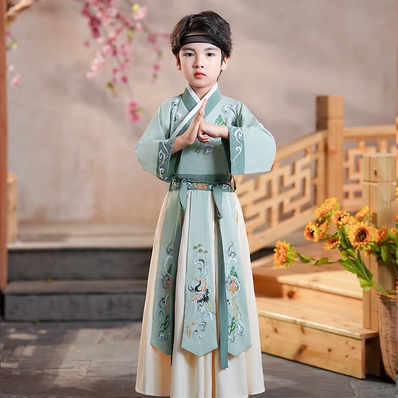 2023 New Spring Collection Boys' Hanfu, Ancient-style Embroidered Scholar's Robe, Performance Suit Wholesale