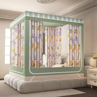2026 New Blackout Curtain Dustproof and Drop-Proof Three-Door Bed-Style Mosquito Net for Home 1.5m/1.8m Bed Canopy Net