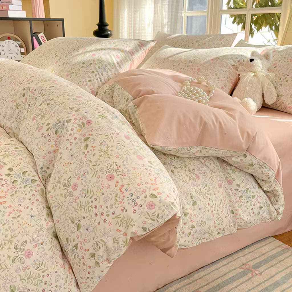 2026 Pure Cotton Bedding Set 4-Piece 100% Cotton Spring Summer Cute Cartoon Duvet Cover Sheet Student Dormitory 3-Piece 4