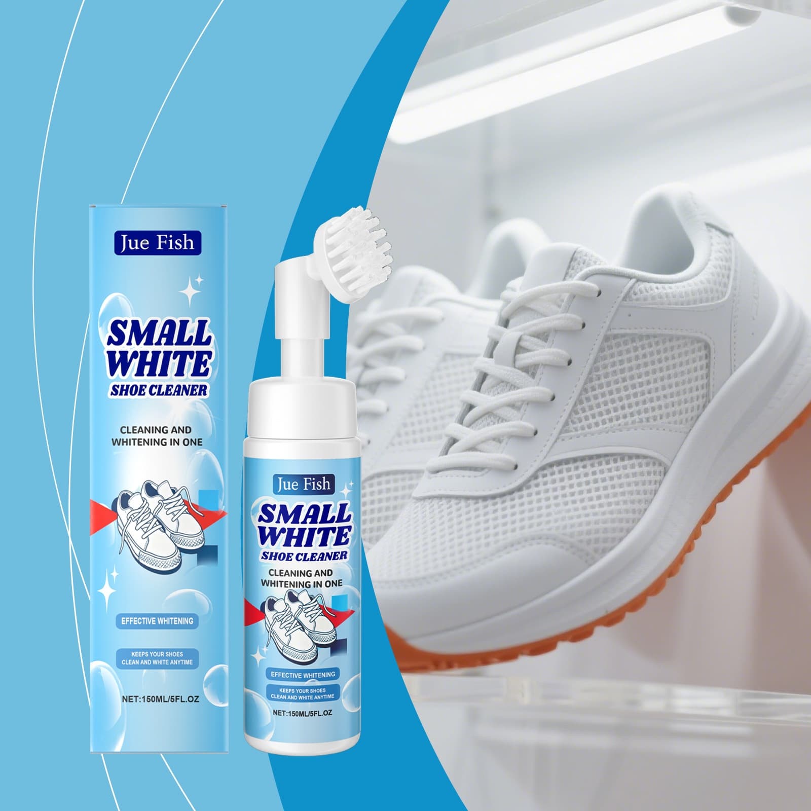 Jue Fish White Shoe Cleaning Mousse Gentle Cleansing and Renovation Care for Yellowed Edges and Stains of White Shoes