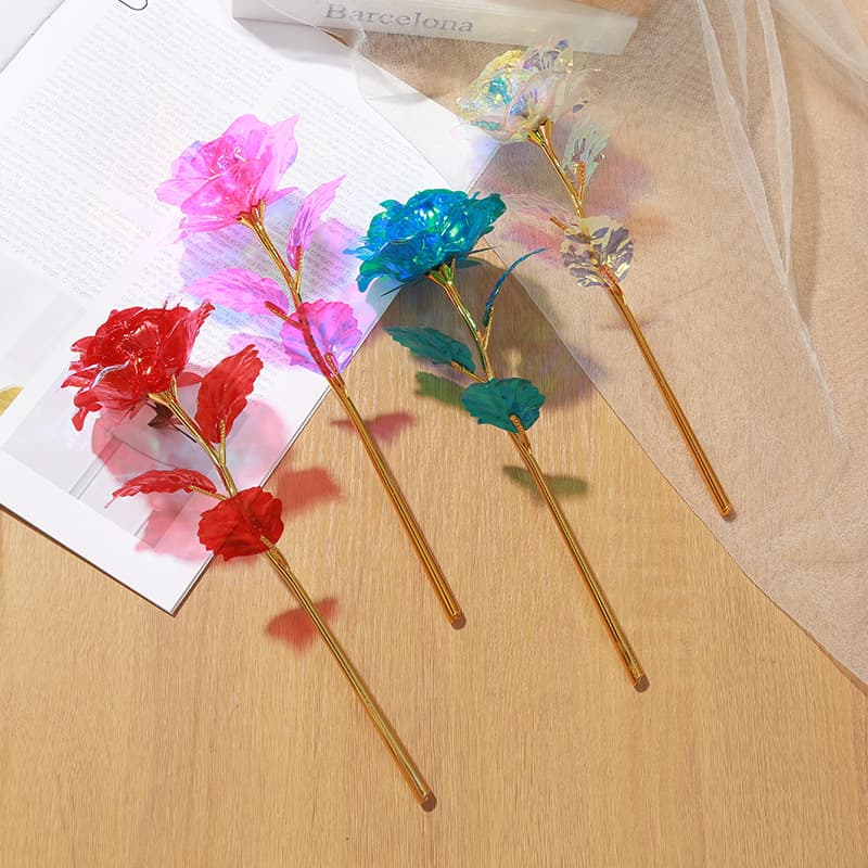 Cross-border Creative Gift Gold Foil Flower Rose Colored Roses Gold Foil Flower Valentine's Day Anniversary Gift Wholesale