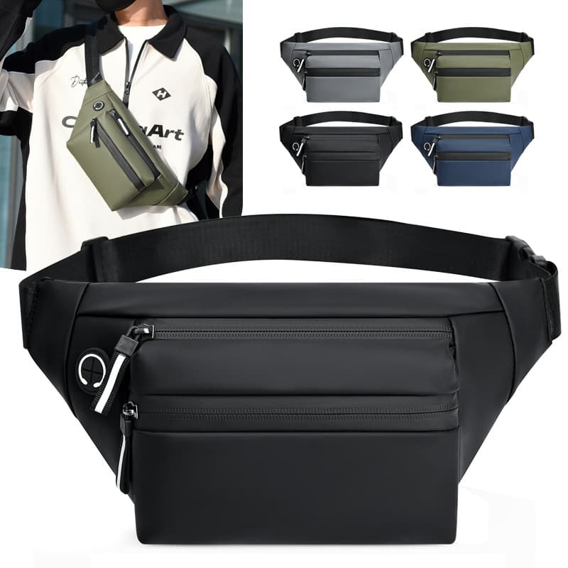 Crossbody Waist Bag Men's Chest Bag Casual Crossbody Bag Outdoor Sports Leather Film Trendy Minimalist Single Shoulder Chest Bag Customizable Logo