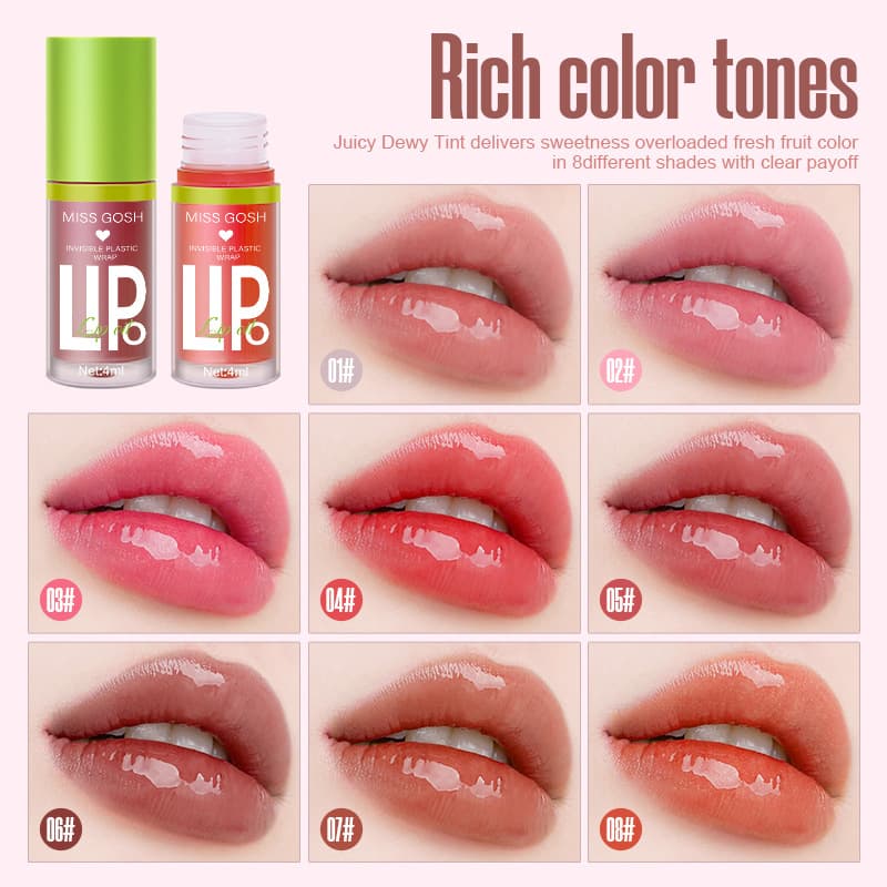 Cross-border 8-Color Lip Gloss Lip Glaze Mirror Finish Long-Lasting Pearlescent Doodle Lipstick Transparent Lip Gloss Wholesale