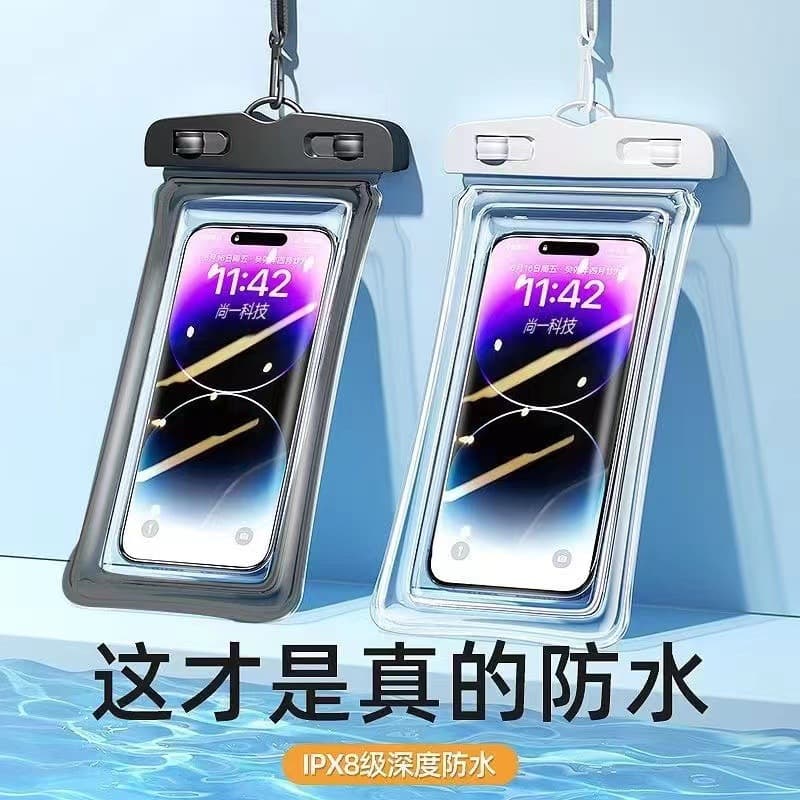 Touchscreen Waterproof Phone Bag for Swimming, Self-Sealing Pouch, Beach Diving Photography, Transparent Case