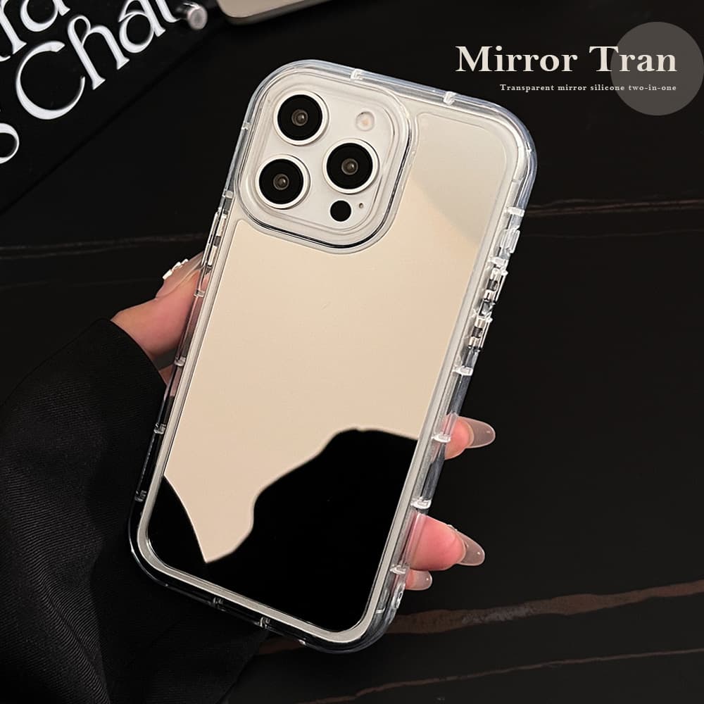 Mirror transparent iPhone16 mobile phone case Apple 17 promax makeup mirror 15 high-end sense 13 suitable for anti-fall