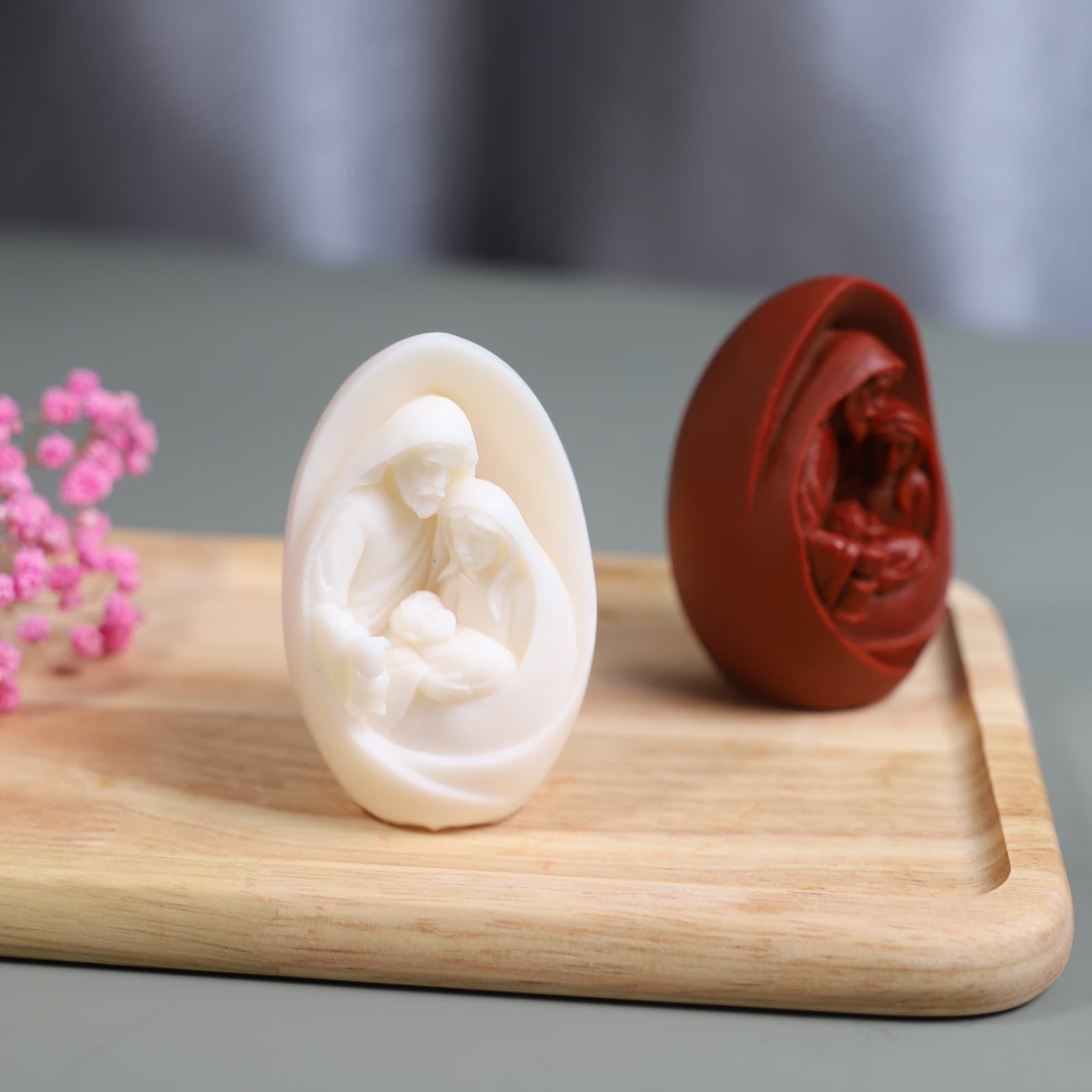 Caifu cross-border hot-selling candle mold family three-dimensional Easter egg-shaped ornaments diy plaster silicone mold