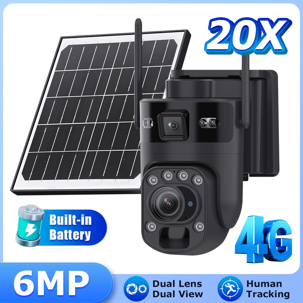 UBOX 4G solar surveillance camera dual lens 6 million surveillance outdoor high-definition 20X zoom camera
