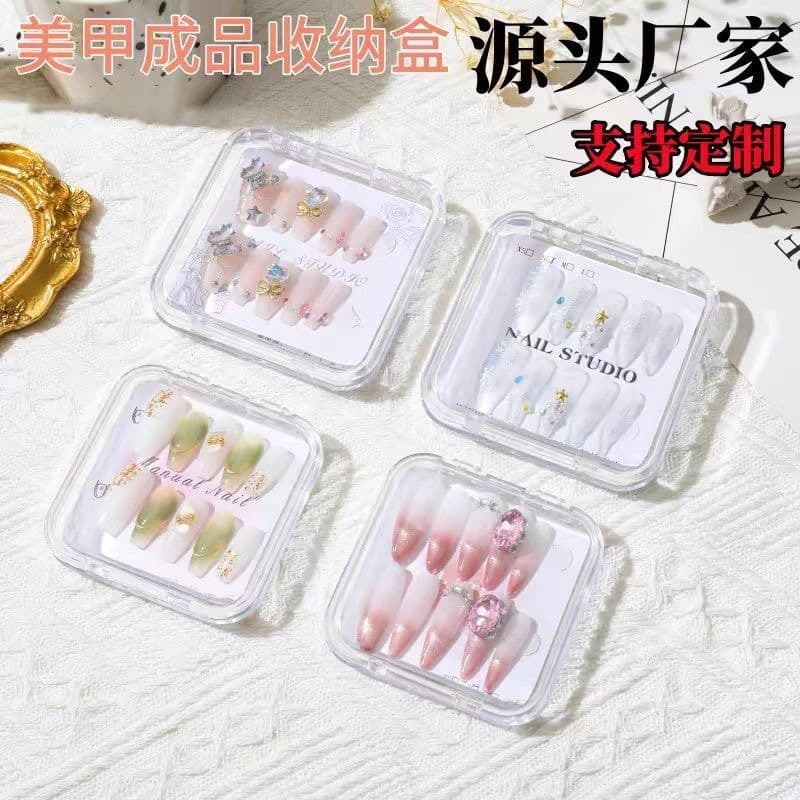 Wearing nail storage box packaging box manicure advanced transparent flip box thickened display box nail pieces