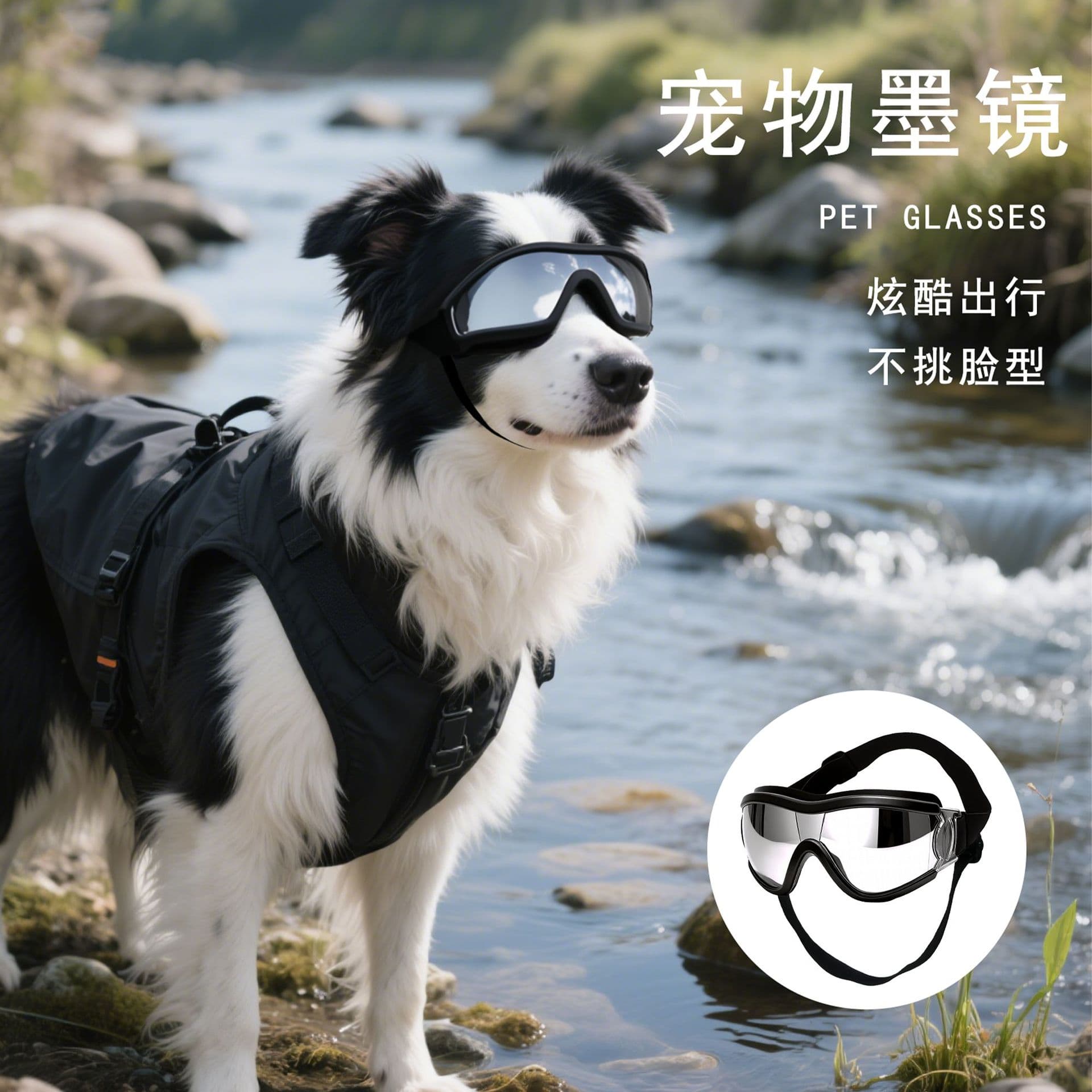 Pet Glasses Dog Sunglasses Headpiece Corgi Border Collie Windproof Glasses Teddy Maine Coon Cat Goggles Sunglasses