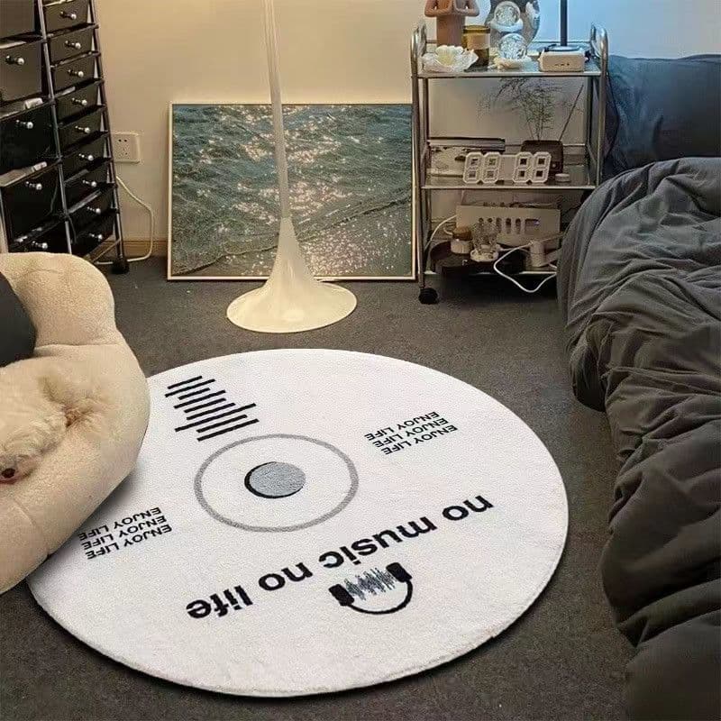 Temu Hot Selling Round Record-Shaped Faux Cashmere Rug for Living Room, Sofa, Coffee Table, Ambiance Carpet, Cross-Border Drop Shipping