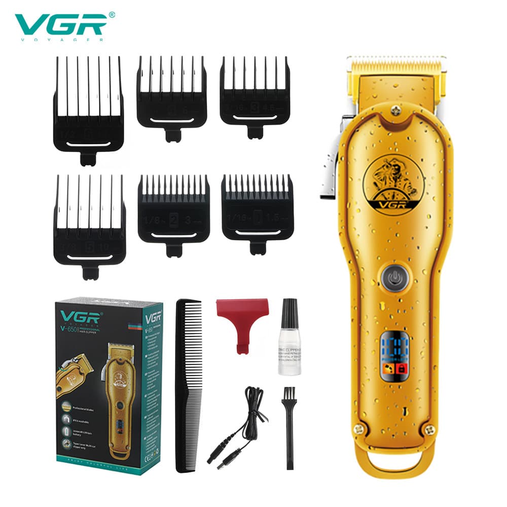Water Washable Electric Hair Clipper VGR650 Barber Shop Vintage Oil Head Electric Trimmer Stainless Steel Blade Auto Sharpening