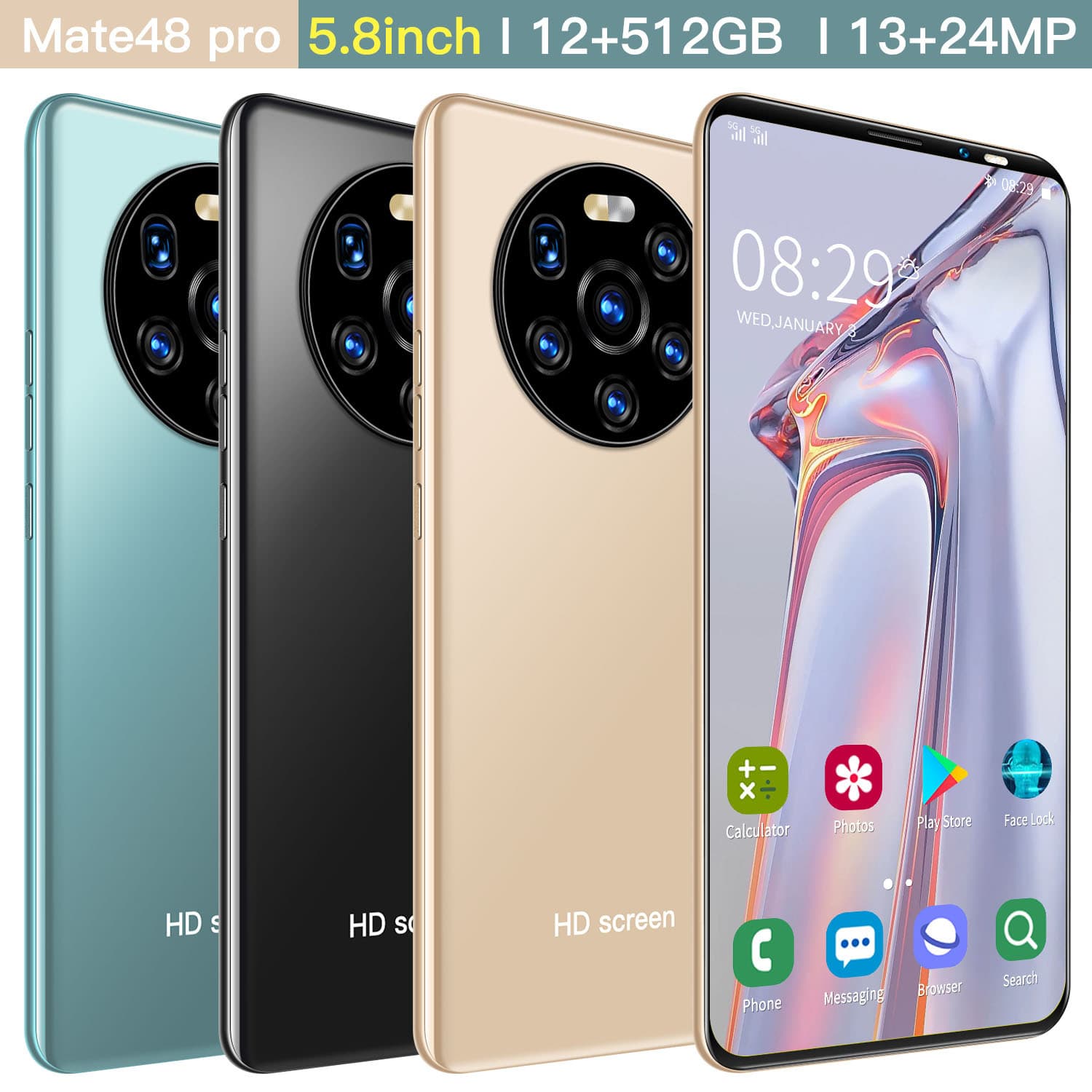 Mate 48pro Shrimp Skin Hot Cross-border 5.8-inch HD Screen 1+8 Android Smartphone Foreign Trade Manufacturers