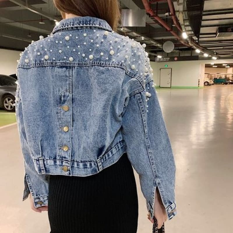 Denim Jacket Women 2025 Spring New Rhinestone Korean Loose Slimming Casual Short Denim Top
