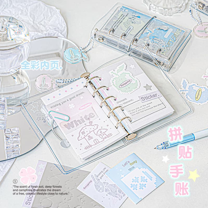 RosyPosy APPLE Series M5 Notebook Clear PVC Buckle Binding Portable Notebook
