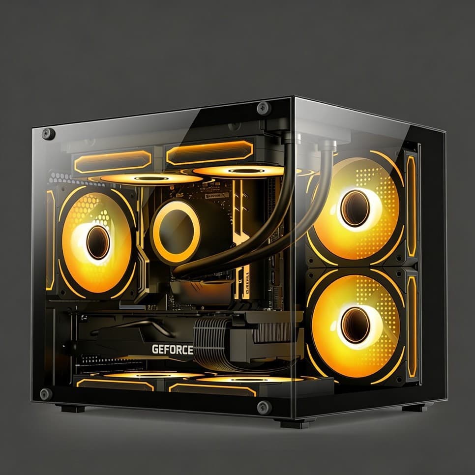 Panoramic Sea View PC Case with Side Tempered Glass, 240mm Liquid Cooling Support, MINI Gaming Computer Case, 240