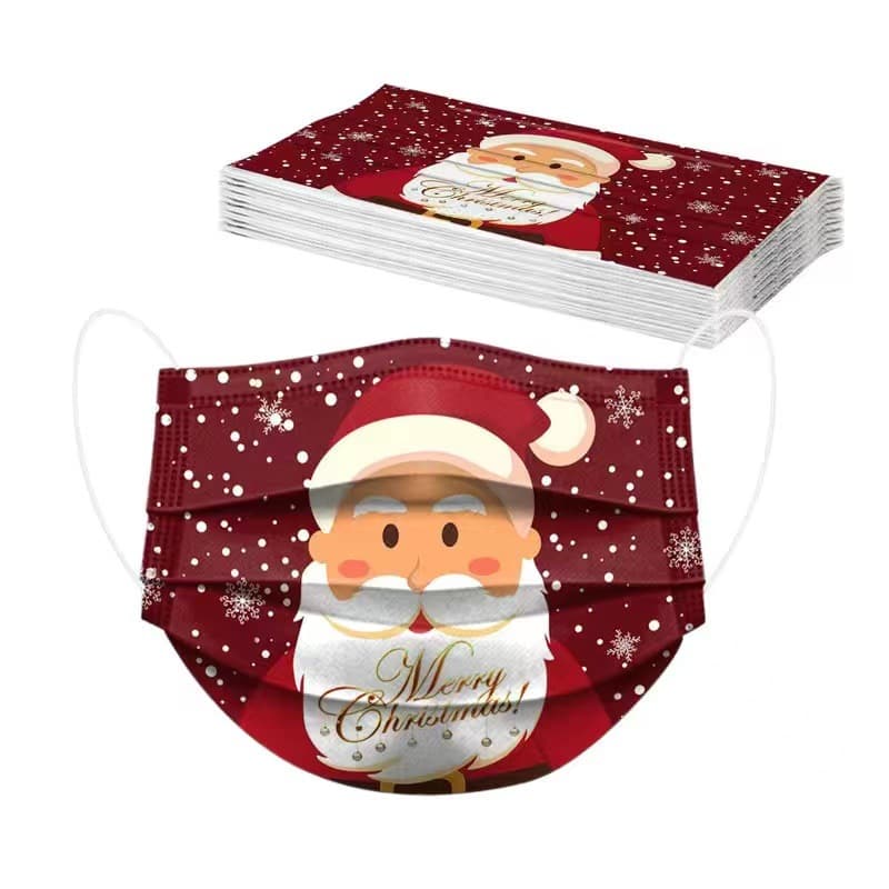 Disposable protective masks with Santa Claus print series, breathable and windproof, cross-border supplier available for daily use