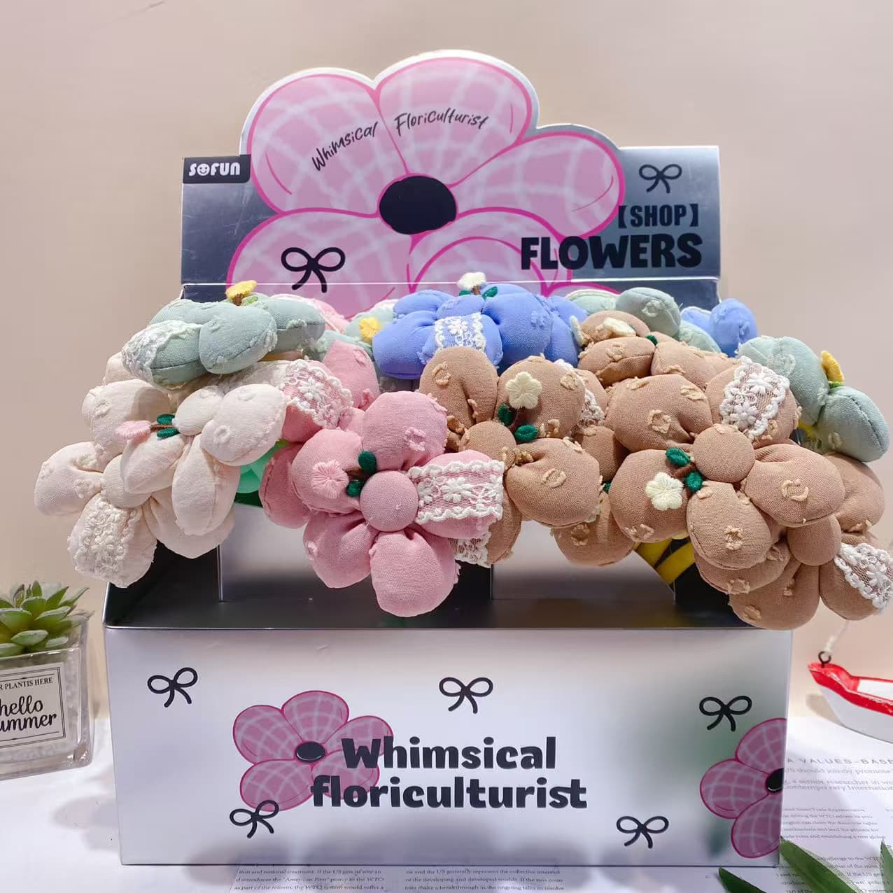 New Creative Fabric Flower Neutral Pen Cute Colorful Small Silicone High Appearance Level Wobble Pen Signature Pen Water-based Pen