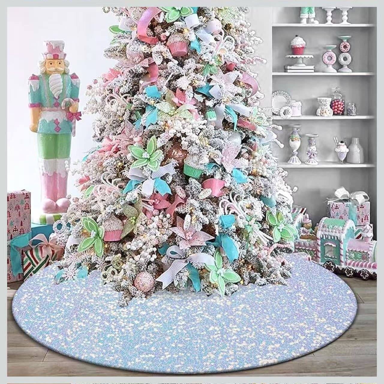 Cross-border Christmas Tree Skirt Shiny Embroidered Tree Skirt Sequin Tree Skirt Christmas Photo Decoration Props