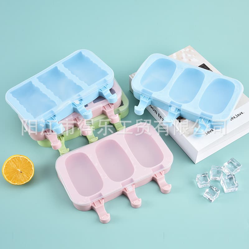 Silicone Ice Pop Mold Wholesale DIY Ice Cream Mold Food Grade with Lid Ice Cube Tray Popsicle Maker