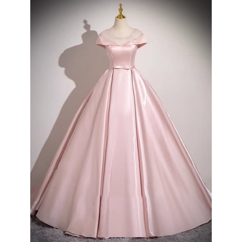 Pink evening dress for women 2026 new French adult ceremony student vocal music test dress banquet host performance clothing