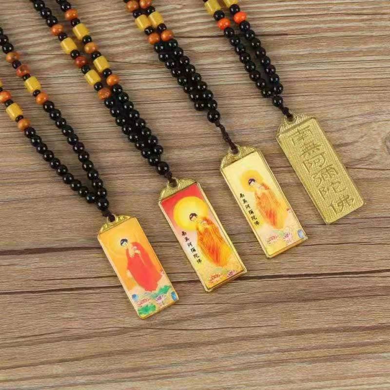 Factory direct sales of new zinc alloy Guanyin peace Buddha amulet pendant, double-sided peace and birth year pendant.