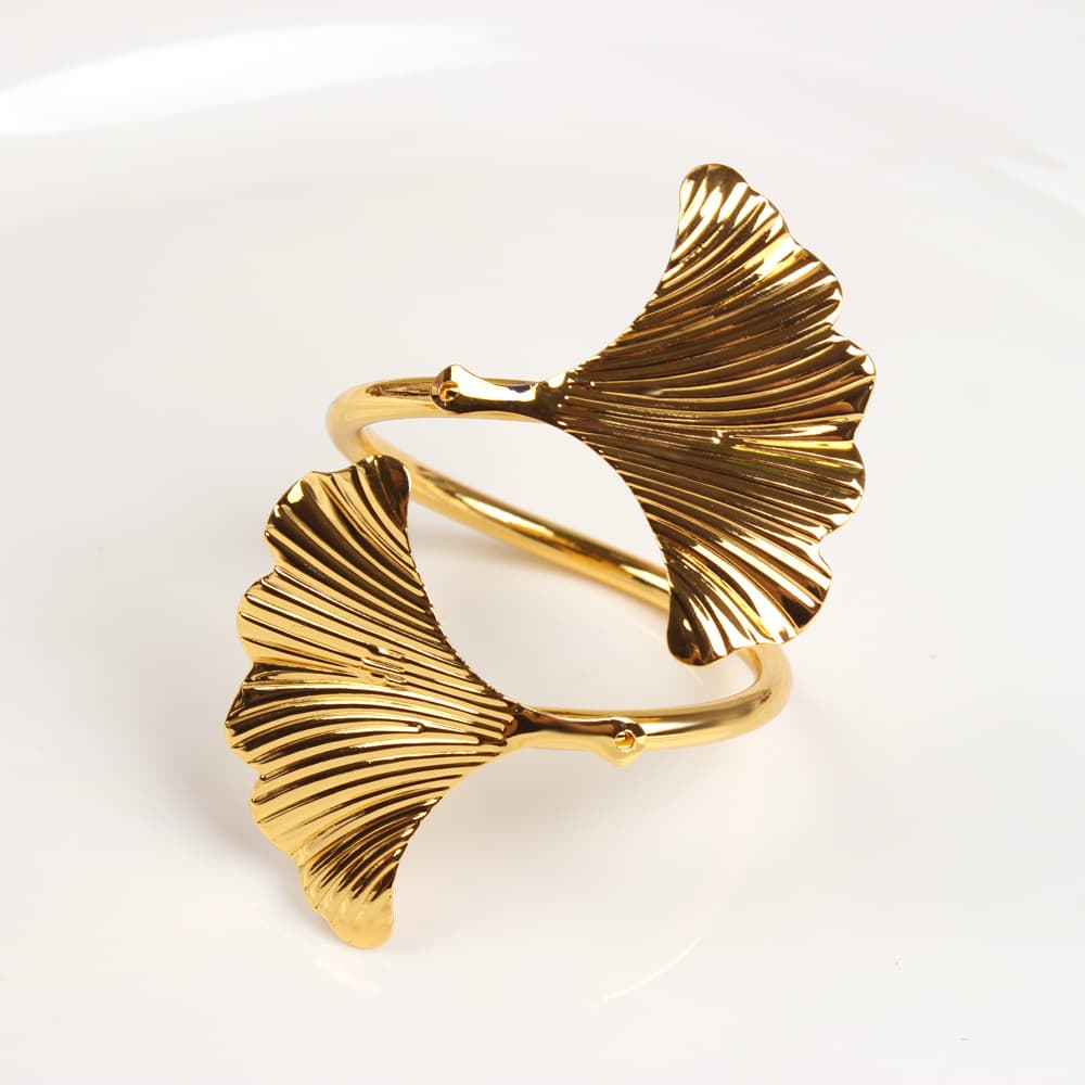 Cross-border New Ginkgo Leaf Open Napkin Ring Hotel Wedding Table Decoration Creative Simulated Leaf Napkin Buckle Napkin Ring