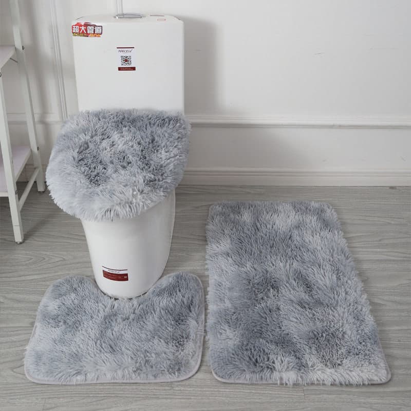 Cross-border TEMU wear-resistant, dirt-resistant and easy-care silk-hair toilet three-piece set for household cooling and soft bathroom non-slip mats