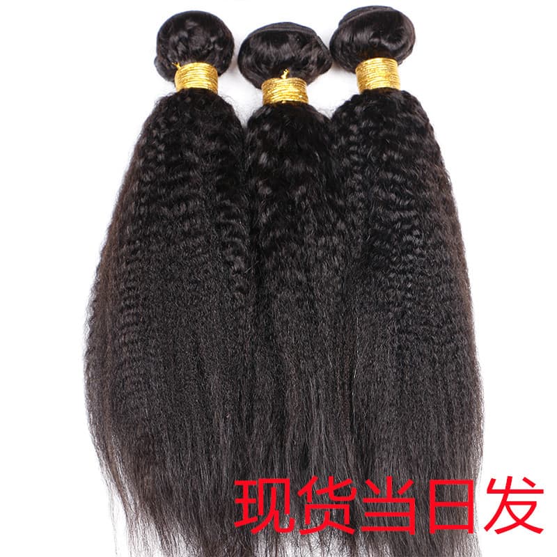 Kinky Straight Pigtail Brazilian Human Hair Curtain Xuchang Wig Factory Spot Export European and American Wig