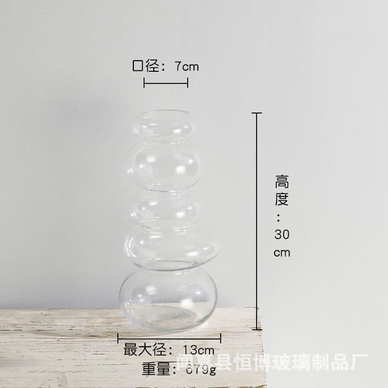 Modern Minimalist Luxury Decorative Vase for Living Room, White Floral Arrangement, High-End Hydroponic Glass Vase for Desktop Decoration